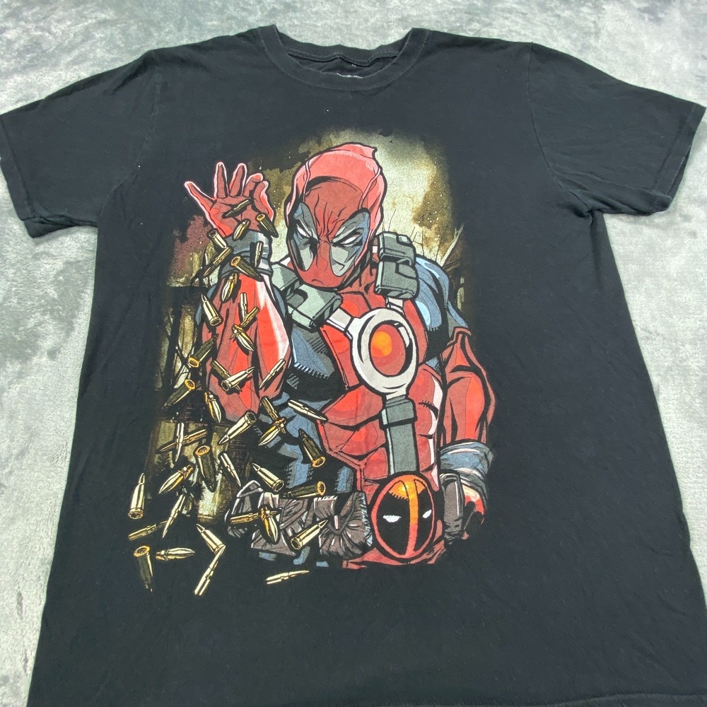 Marvel Deadpool Graphic T Shirt Black Mens L Regular‎ Fit Crew Neck Short Sleeve